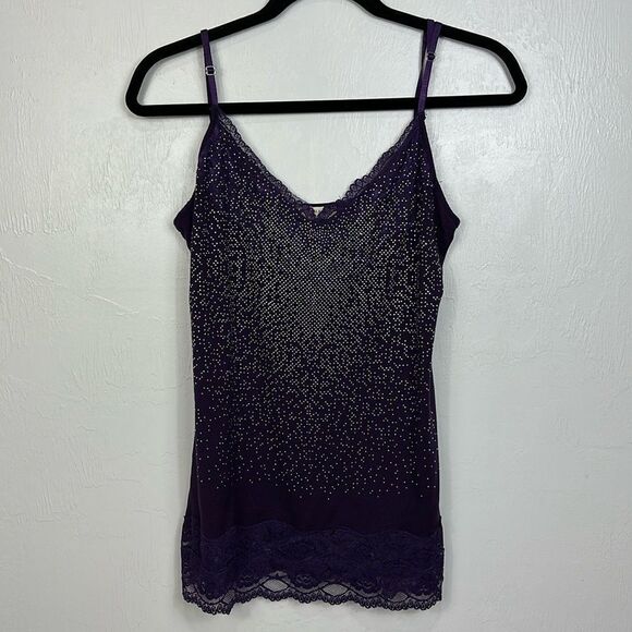 ViColo Northland Spaghetti Straps Lace Trim V-neck Cami Top In Purple Size M/L - Picture 1 of 7